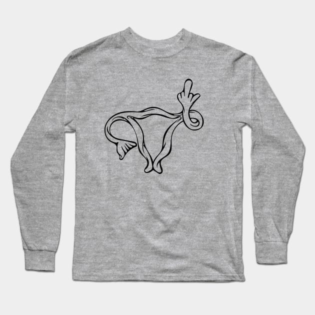 Uterus giving the Middle Finger Long Sleeve T-Shirt by bubbsnugg